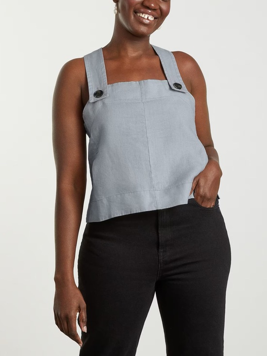 Everlane Tops - EVERLANE Linen Apron Tank Top Sky 4 Blue Grey Cropped Crop Summer Casual